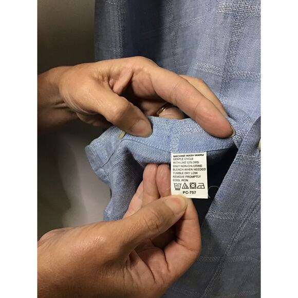 Geoffrey Beene Blue‎ Linen Button-up Shirt Men's Size XL - Picture 4 of 4